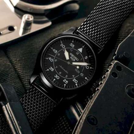 Seiko SRPH25K1 5 Sports Automatic czarny męski zegarek automatyczny