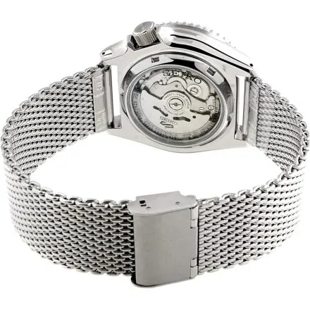 Seiko SRPE77K1 5 Sports Automatic 10ATM męski zegarek automatyczny srebrny mesh