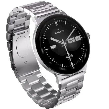 Smartwatch Garett Quantum srebrny stalowy + pasek 5904238487556