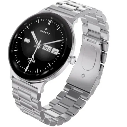 Smartwatch Garett Quantum srebrny stalowy + pasek 5904238487556