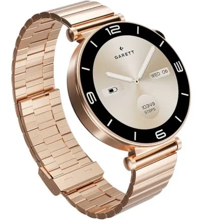 Smartwatch Garett Rose różowe złoto stalowy na bransolecie elegancki damski 5904238486870