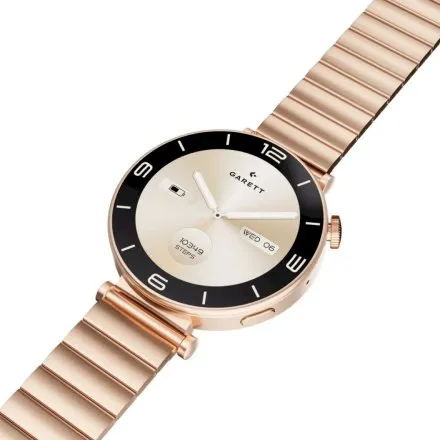 Smartwatch Garett Rose różowe złoto stalowy na bransolecie elegancki damski 5904238486870