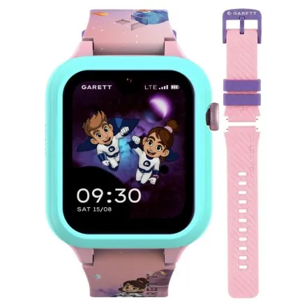 Smartwatch Garett Kids Essa 2 AI 4G różowo-niebieski z aplikacjami edukacyjnymi