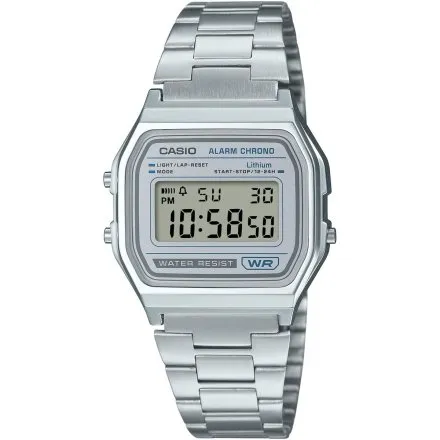 Casio Vintage A158WEA-7EF srebrny zegarek w stylu retro z wyświetlaczem