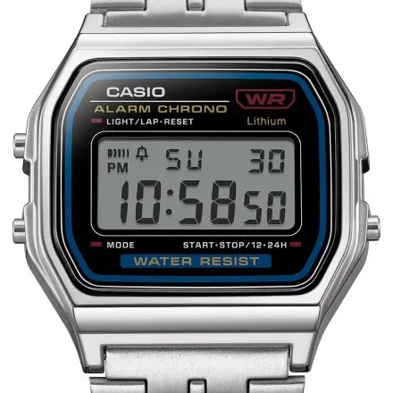 Casio Vintage A159WE-1EF srebrny zegarek w stylu retro z wyświetlaczem