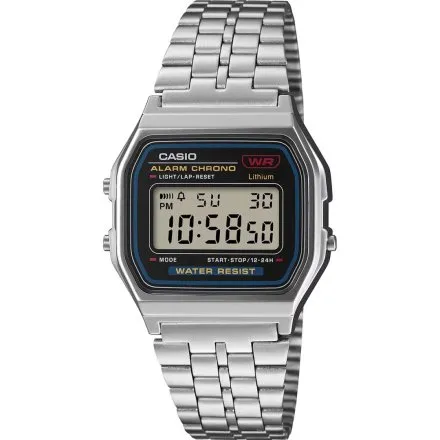 Casio Vintage A159WE-1EF srebrny zegarek w stylu retro z wyświetlaczem