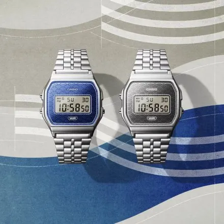 Casio Vintage Seigaiha A159WEVJ-2ER srebrny zegarek w stylu retro Limitowana Edycja