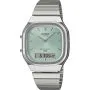 Casio Vintage AQ-240E-2AEF srebrny zegarek w stylu retro z bransoletką i błękitną tarczą