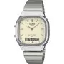 Casio Vintage AQ-240E-7A2EF srebrny zegarek w stylu retro z bransoletką i tarczą w kolorze kości słoniowej
