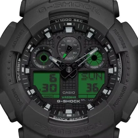 Casio G-Shock GA-100BEG-1AER czarny zegarek męski ze wskazówkami