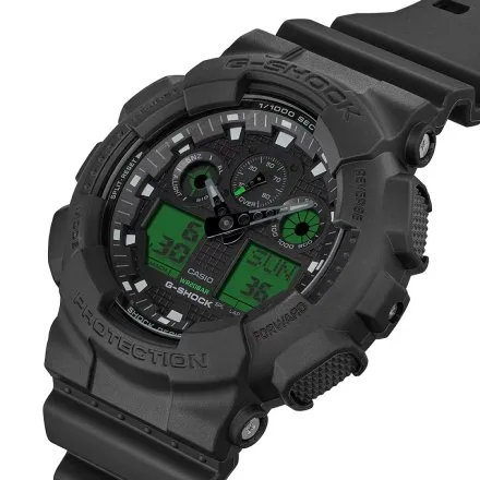 Casio G-Shock GA-100BEG-1AER czarny zegarek męski ze wskazówkami