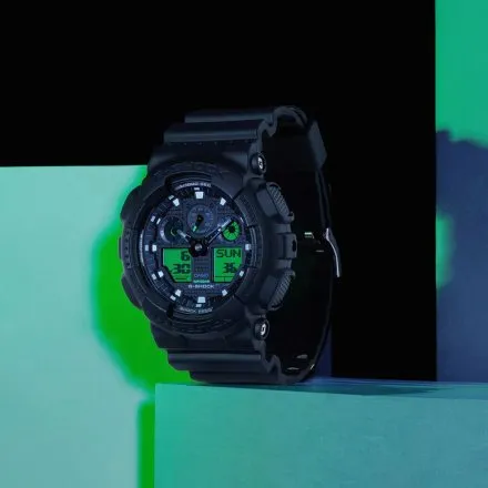 Casio G-Shock GA-100BEG-1AER czarny zegarek męski ze wskazówkami