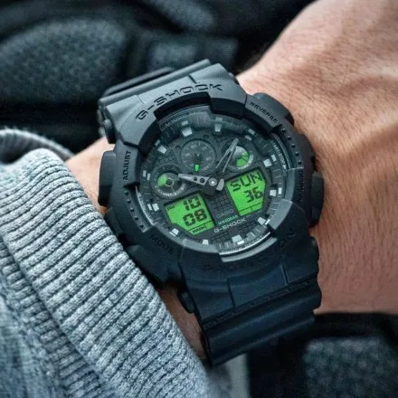 Casio G-Shock GA-100BEG-1AER czarny zegarek męski ze wskazówkami