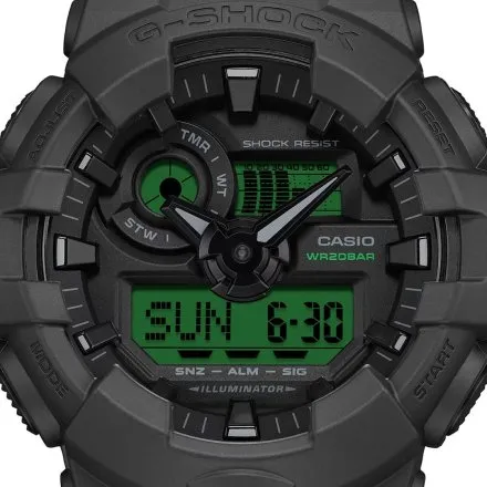 Zegarek Casio G-Shock GA-700BEG-1AER czarny z zielonym wyświetlaczem