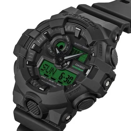 Zegarek Casio G-Shock GA-700BEG-1AER czarny z zielonym wyświetlaczem