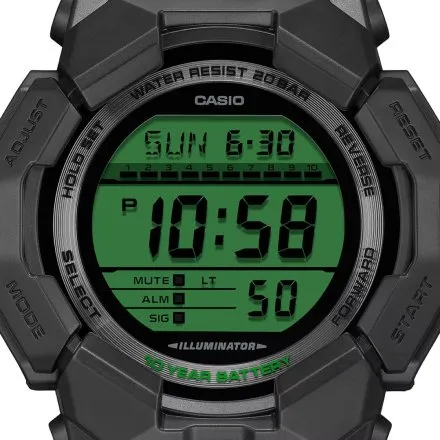 Casio G-SHOCK Carbon Core Guard GD-010BEG-1ER zegarek czarny z zielonym wyświetlaczem 
