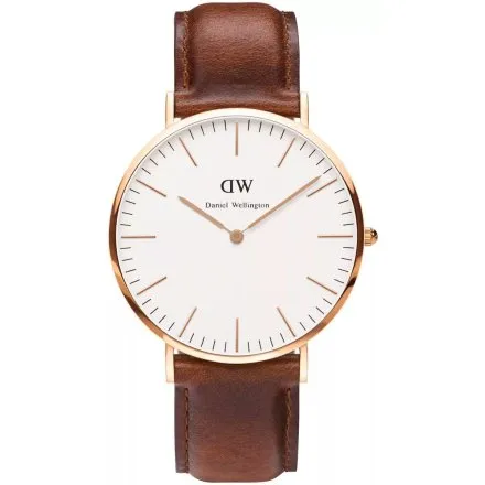 Zegarek Daniel Wellington DW00100006 St Mawes Rose Gold na brązowym pasku 