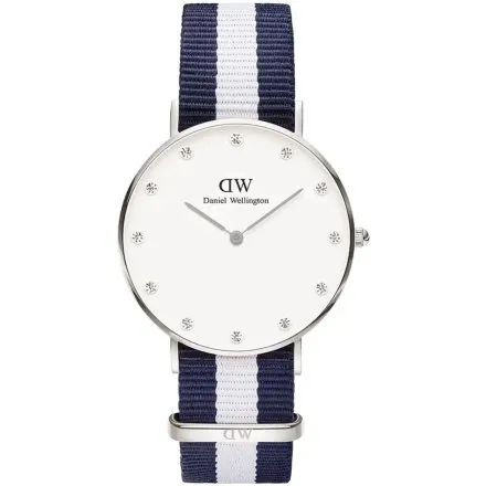 Zegarek Daniel Wellington DW00100082 Glasgow Silver damski na parcianym pasku