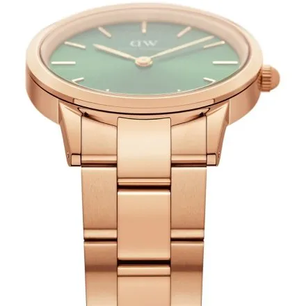 Zegarek Daniel Wellington Iconic Link Emerald DW00100421 28mm różowozłoty z zieloną tarczą