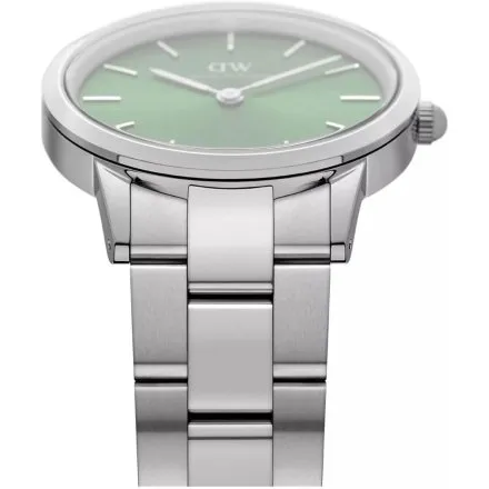 Zegarek Daniel Wellington Iconic Link Emerald DW00100427 40mm srebrny z zieloną tarczą