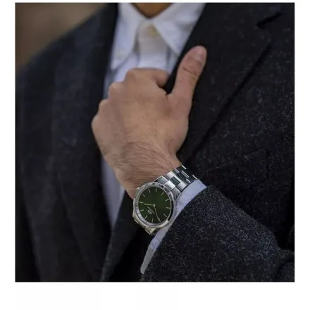Zegarek Daniel Wellington Iconic Link Emerald DW00100427 40mm srebrny z zieloną tarczą