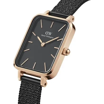 Zegarek Daniel Wellington Quadro Pressed Ashfield Rose Gold DW00100433 20mm czarny  z bransoletką 
