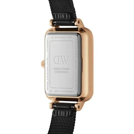 Zegarek Daniel Wellington Quadro Pressed Ashfield Rose Gold DW00100433 20mm czarny  z bransoletką 