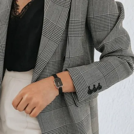 Zegarek Daniel Wellington Quadro Pressed Ashfield Rose Gold DW00100433 20mm czarny  z bransoletką 