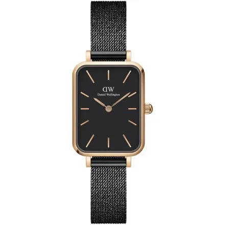 Zegarek Daniel Wellington Quadro Pressed Ashfield Rose Gold DW00100433 20mm czarny  z bransoletką 