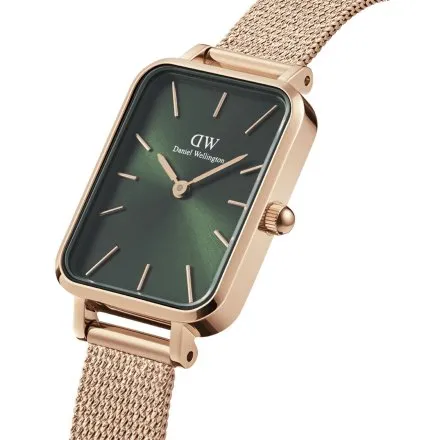 Zegarek Daniel Wellington Quadro Pressed Emerald DW00100445 20 mm różowozłoty z zieloną tarczą