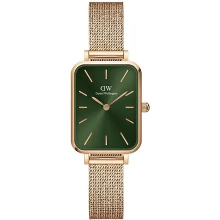 Zegarek Daniel Wellington Quadro Pressed Emerald DW00100445 20 mm różowozłoty z zieloną tarczą