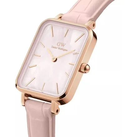 Zegarek Daniel Wellington Quadro Pressed Rouge DW00100508 20 mm różowozłoty na pasku