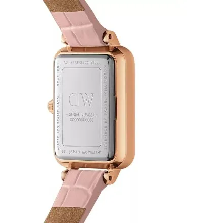 Zegarek Daniel Wellington Quadro Pressed Rouge DW00100508 20 mm różowozłoty na pasku