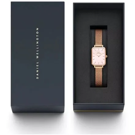 Zegarek Daniel Wellington Quadro Pressed Melrose Pearl DW00100510 20 mm różowozłoty z perłową tarczą