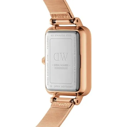 Zegarek Daniel Wellington Quadro Pressed Piano DW00100578 20 mm różowozłoty z perłową tarczą