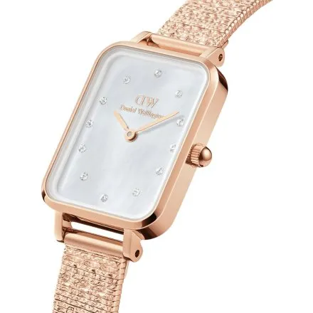Zegarek Daniel Wellington Quadro Pressed Piano DW00100578 20 mm różowozłoty z perłową tarczą