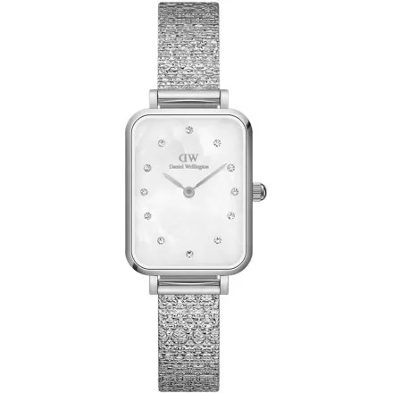 Zegarek Daniel Wellington Quadro Pressed Piano DW00100580 20 mm srebrny z perłową tarczą