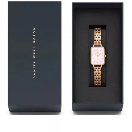 Zegarek Daniel Wellington Quadro Lumine DW00100621 20 mm różowozłoty z perłową tarczą