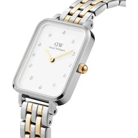 Zegarek Daniel Wellington Quadro Lumine DW00100625 20 mm srebrno- złoty z białą tarczą