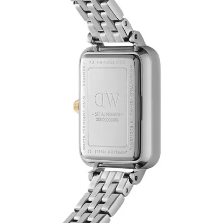 Zegarek Daniel Wellington Quadro Lumine DW00100625 20 mm srebrno- złoty z białą tarczą