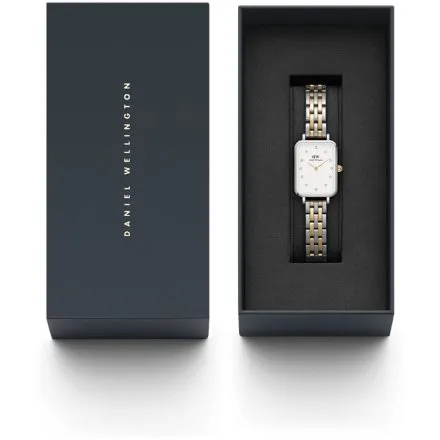 Zegarek Daniel Wellington Quadro Lumine DW00100625 20 mm srebrno- złoty z białą tarczą