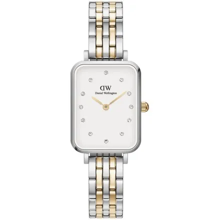 Zegarek Daniel Wellington Quadro Lumine DW00100625 20 mm srebrno- złoty z białą tarczą