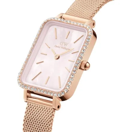Zegarek Daniel Wellington Quadro Lumine DW00100669 40mm różowozłoty z masą perłową na tarczy