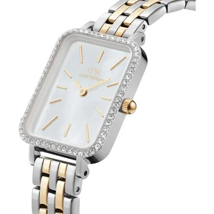 Zegarek Daniel Wellington Quadro Lumine DW00100671 40mm srebrny prostokątny z masą perłową