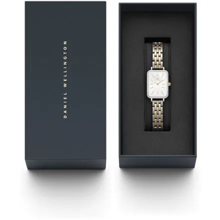 Zegarek Daniel Wellington Quadro Lumine DW00100671 40mm srebrny prostokątny z masą perłową