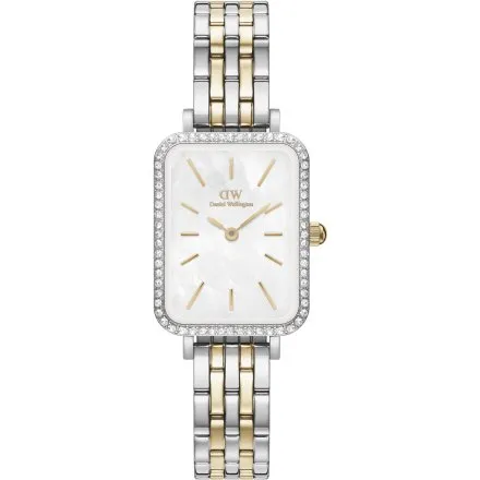 Zegarek Daniel Wellington Quadro Lumine DW00100671 40mm srebrny prostokątny z masą perłową
