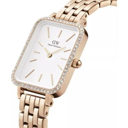 Zegarek Daniel Wellington Quadro Lumine DW00100672 40mm różowozłoty z kryształkami na kopercie