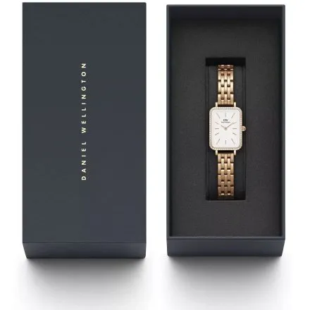 Zegarek Daniel Wellington Quadro Lumine DW00100672 40mm różowozłoty z kryształkami na kopercie