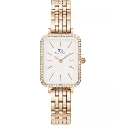 Zegarek Daniel Wellington Quadro Lumine DW00100672 40mm różowozłoty z kryształkami na kopercie