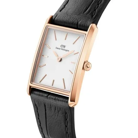 Zegarek Daniel Wellington Bound Black Crocodile Rose Gold DW00100693 20mm damski na pasku skórzanym